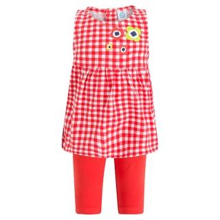 【tuc tuc】女童 紅白格花朵套裝 12M-6A MJ053416(tuctuc baby 套裝)