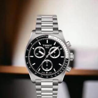 【TISSOT 天梭】官方授權 PR516 經典復刻計時腕錶 男錶 手錶(T1494171105100/40mm黑色)