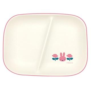 【小禮堂】Miffy 米飛兔 耐熱樹脂兩隔餐盤 - 粉臉款(平輸品)