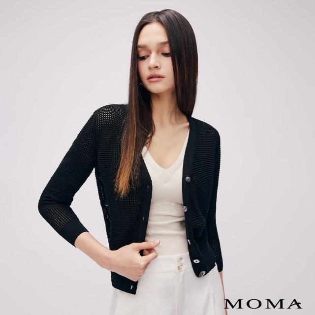 【MOMA】休閒網格V領針織外套(兩色)