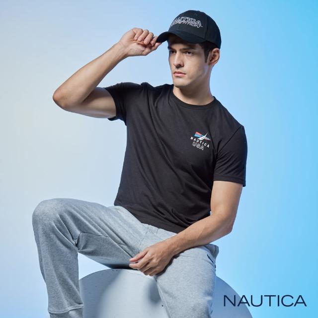 【NAUTICA】男裝 經典帆船印花短袖T恤(黑色)