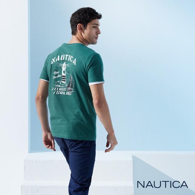 【NAUTICA】男裝 燈塔圖騰印花短袖T恤(綠色)