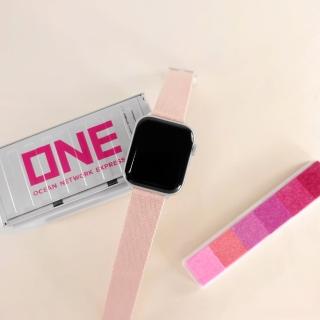 【Watchband】Apple Watch 全系列通用錶帶 蘋果手錶替用錶帶 磁吸彎折扣 編織尼龍錶帶(粉色)