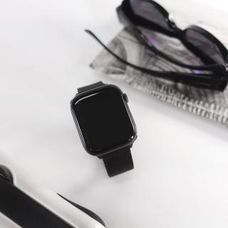 【Watchband】Apple Watch 全系列通用錶帶 蘋果手錶替用錶帶 磁吸彎折扣 編織尼龍錶帶(黑色)
