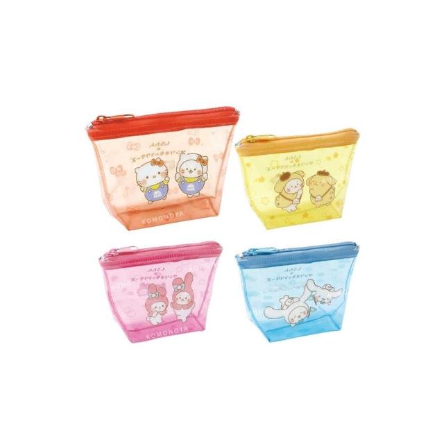【小禮堂】Sanrio 三麗鷗 透明船型拉鍊零錢包 - 變裝款 Kitty 美樂蒂 大耳狗(平輸品)