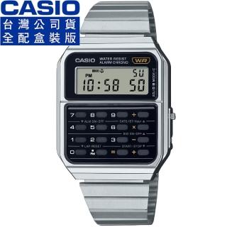 【CASIO 卡西歐】卡西歐DATA BANK 鬧鈴計算機電子鋼帶錶-黑(CA-500WE-1A 台灣公司貨全配盒裝)