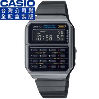 【CASIO 卡西歐】卡西歐DATA BANK 鬧鈴計算機電子鋼帶錶-IP黑(CA-500WEGG-1B 台灣公司貨全配盒裝)