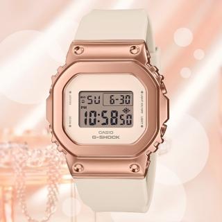 【CASIO 卡西歐】G-SHOCK WOMEN 金屬光澤 高雅玫瑰金方形電子錶(GM-S5600UPG-4 防水200米)