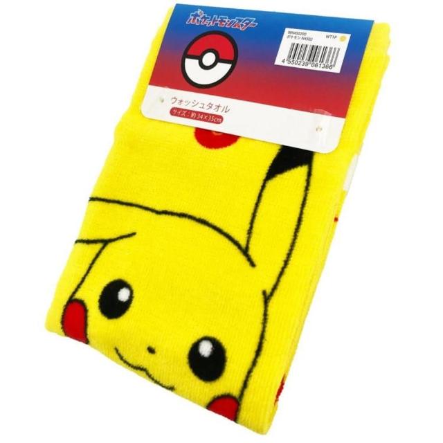 【小禮堂】Pokemon 寶可夢 純棉方巾 35x34cm - 皮卡丘坐姿款(平輸品)