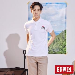【EDWIN】男裝 日落基本Basic短袖POLO衫(米白色)