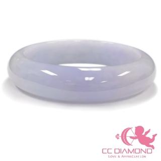 【CC Diamond】天然翡翠（A貨）帶紫平安手鐲(內徑：56.5mm 18號)