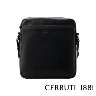 【Cerruti 1881】義大利頂級小牛皮肩背包斜背包(黑色 CEBO06532M)