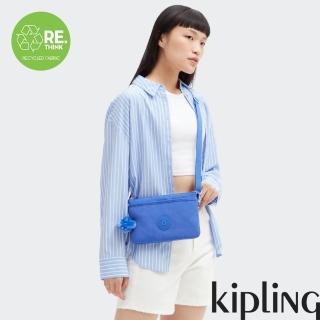【KIPLING官方旗艦館】『千層包』深邃亮藍色單肩隨身斜背包-RIRI