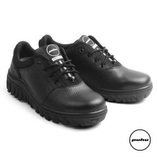【PUHU 彪琥】真皮工作安全鞋-荔紋黑(100%MIT台灣製 鋼頭鞋 工作鞋 防護鞋 安全鞋)