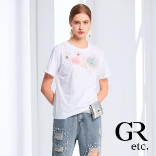 【GLORY21】品牌魅力款-etc.俏麗刺繡網花圓領上衣(白色)