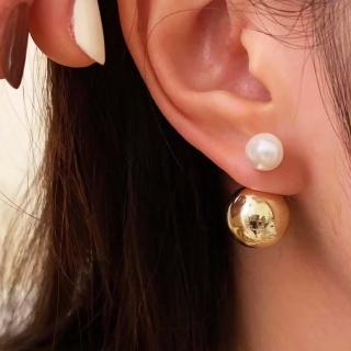 【KARAT】天然雙珠設計款 珍珠耳環