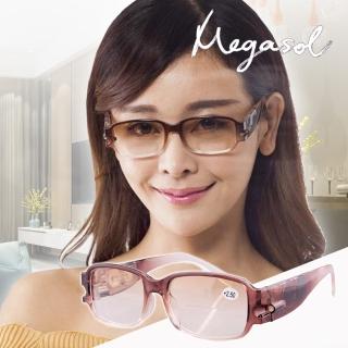 【MEGASOL】抗藍光抗UV老花眼鏡(多功能護目驗鈔老花眼鏡-8808)