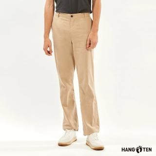 【Hang Ten】男裝-STRAIGHT FIT棉麻透氣直筒九分休閑長褲(小麥色)