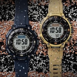 【CASIO 卡西歐】PRO TREK Dura Soft錶帶 太陽能登山計時錶-2色可選 母親節 禮物(PRG-340SC-2/PRG-340SC-5)
