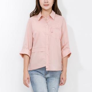 【SingleNoble 獨身貴族】率性不規則設計粉色五分袖造型襯衫(1色)
