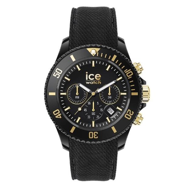 【Ice-Watch】三眼計時活力系列 金刻度 40mm CH(黑色編織矽膠錶帶)
