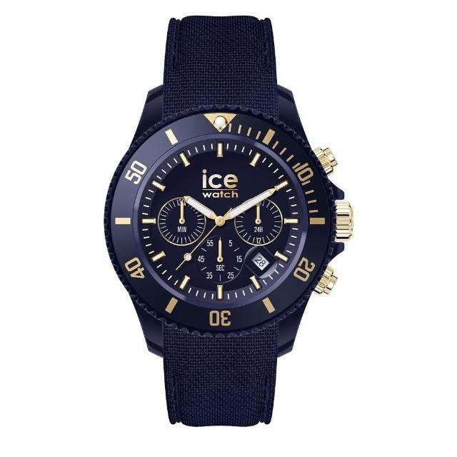 【Ice-Watch】三眼計時活力系列 金刻度 40mm CH(深藍編織矽膠錶帶)