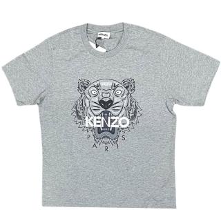 【KENZO】男款 虎面圖案 短袖T恤-灰色(L號)