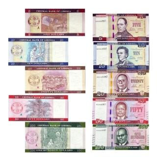 【耀典真品】賴比瑞亞 2016 年鈔票 大全套(共 5 張收藏套鈔)