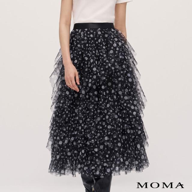 【MOMA】休閒波點網紗蛋糕裙(黑色)