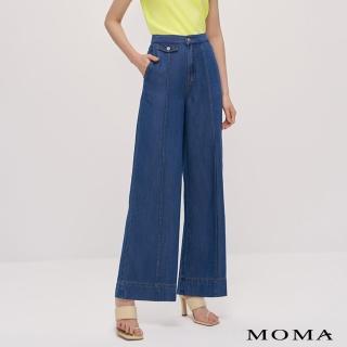 【MOMA】立體中線天絲牛仔寬褲(藍色)