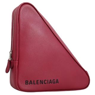 【Balenciaga 巴黎世家】經典LOGO三角形造型大手拿包秀包(紅 大)