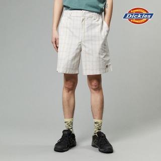 【Dickies】男款白格紋抗皺耐磨品牌Logo織標短褲｜DK013038H77
