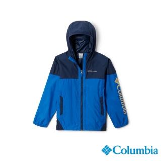 【Columbia 哥倫比亞】男童款-Flash Challenger防曬UPF40防潑風衣外套-深藍色(USY46330NY/IS)