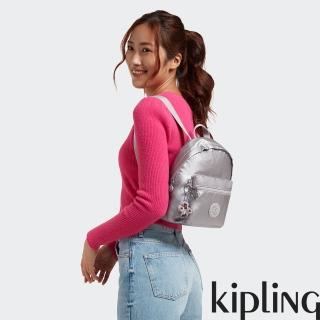 【KIPLING官方旗艦館】知性光澤銀灰造型簡約後背包-REPOSA