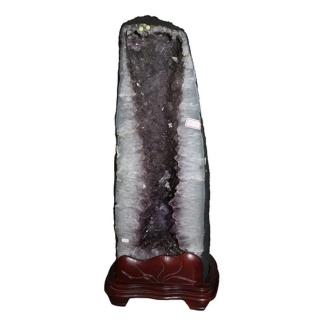 【古緣居】巴西天然紫水晶洞 +木製底座(30.6公斤)