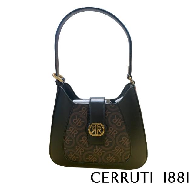 【Cerruti 1881】限量2折 義大利頂級小牛皮手提包肩背包 CEBA05638M 全新專櫃展示品(黑色)