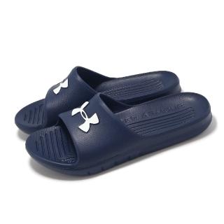 【UNDER ARMOUR】拖鞋 Core PTH 男鞋 藍 白 一體式 快乾 涼拖鞋 休閒鞋 UA(3021286400)