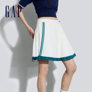 【GAP】女裝 Logo百褶短裙-白色(876133)