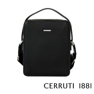 【Cerruti 1881】義大利頂級小牛皮肩背包斜背包(黑色 CEBO04883M)