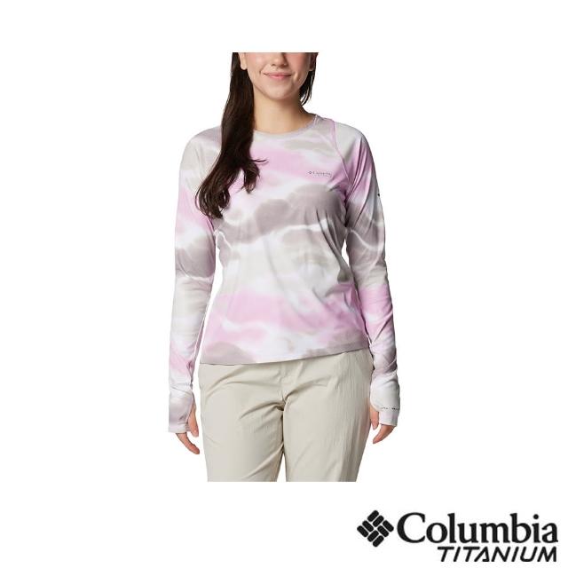 【Columbia 哥倫比亞】女款-鈦 Summit Valley防曬長袖上衣-水波紋印花(UAK96840LQ/IS)