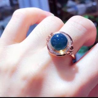 【勝弘珠寶】多明尼加藍珀精緻超美戒指-11mm