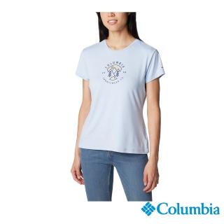 【Columbia 哥倫比亞 官方旗艦】女款-Sloan Ridge 防曬UPF50快排短袖上衣-晴空藍(UAK89320HO/IS)