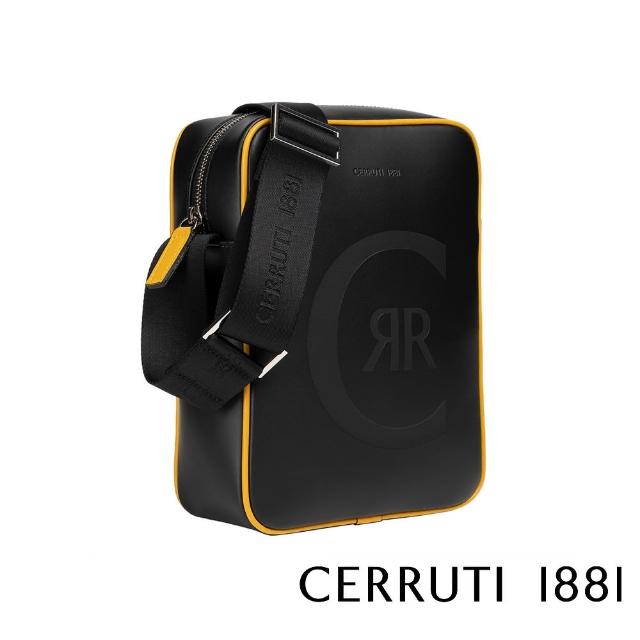 【Cerruti 1881】限量2折 義大利頂級小牛皮肩背包斜背包 全新專櫃展示品(黑色 CEBO05479M)
