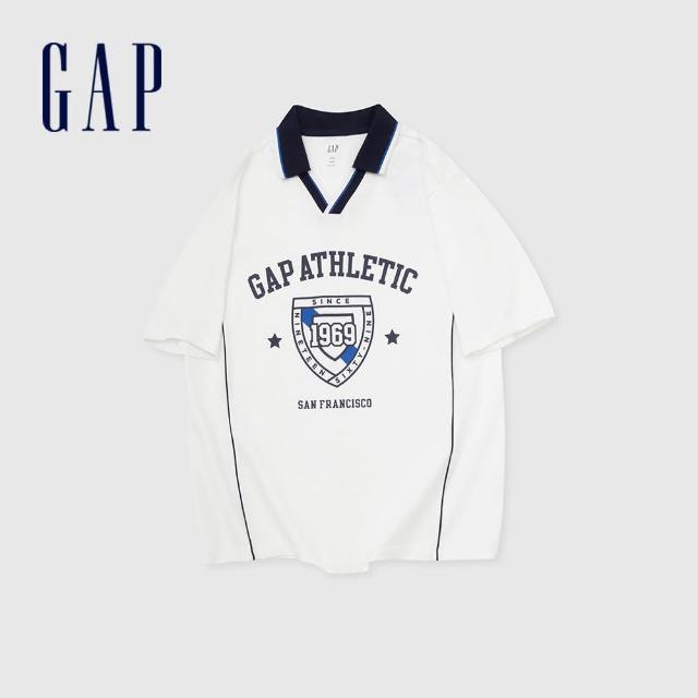 【GAP】男裝 Logo純棉印花短袖POLO衫-白色(885849)