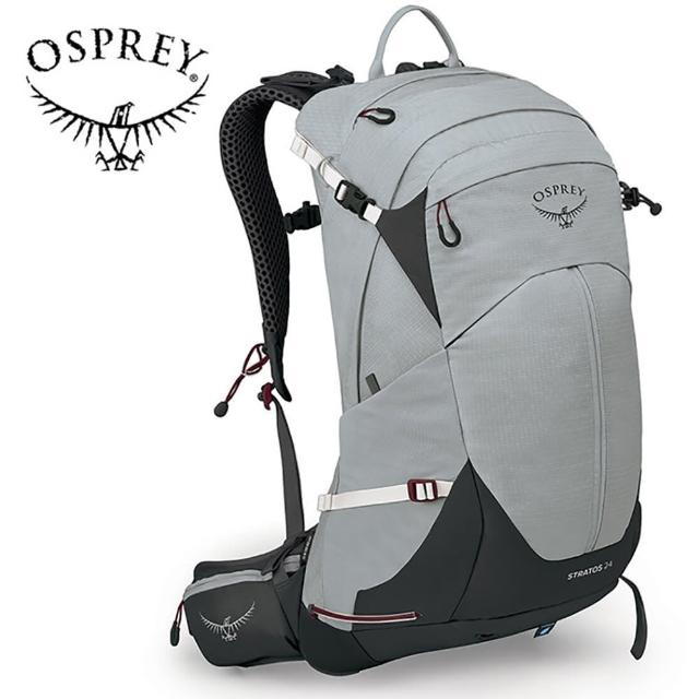 【Osprey】Stratos 24 透氣網架健行登山背包 24L 男款 煙霧灰(登山背包 健行背包 運動背包)