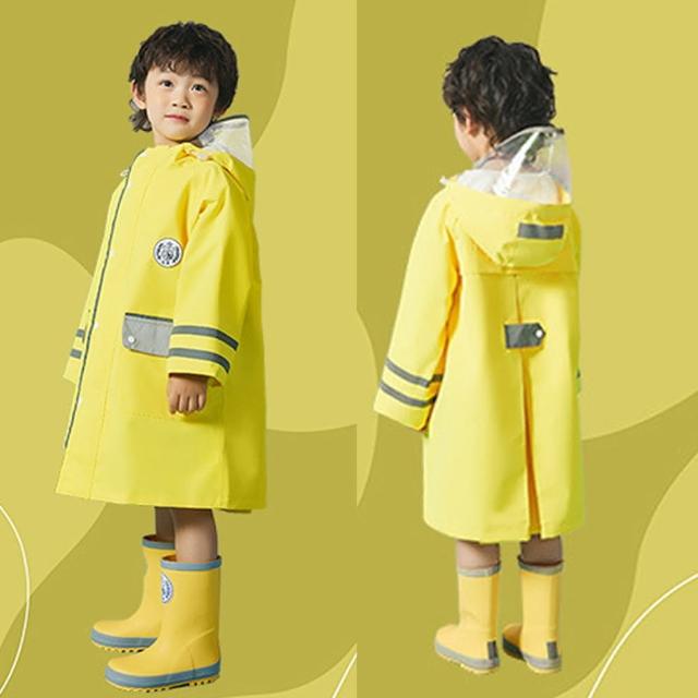 【lemonkid】簡約英倫風純色雨衣-黃力黃(兒童雨衣)
