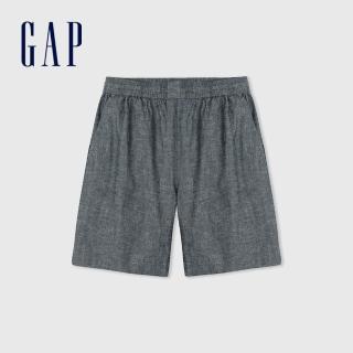【GAP】男裝 鬆緊短褲-藍灰色(887967)