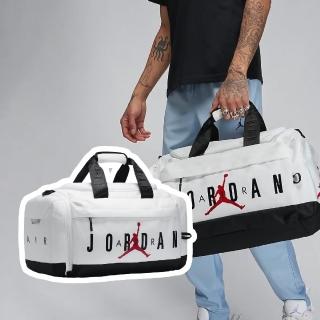 【NIKE 耐吉】健身包 Jordan Velocity 白 紅 多夾層 大空間 可調背帶 旅行袋 運動包(JD2423006AD-002)