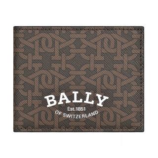 【BALLY】BALLY Brasai白字LOGO雙B印花TPU 6卡對折短夾(棕)