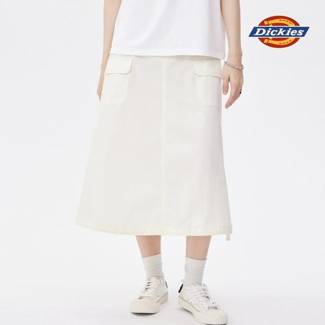 【Dickies】女款米白色多口袋繭型中長裙｜DK011619C48